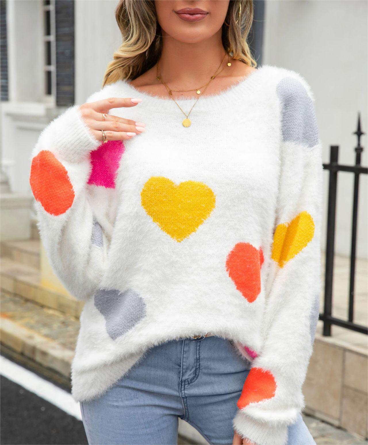 Cozy Winter Love Sweater with Round Neck Design - Wicked Vixsin