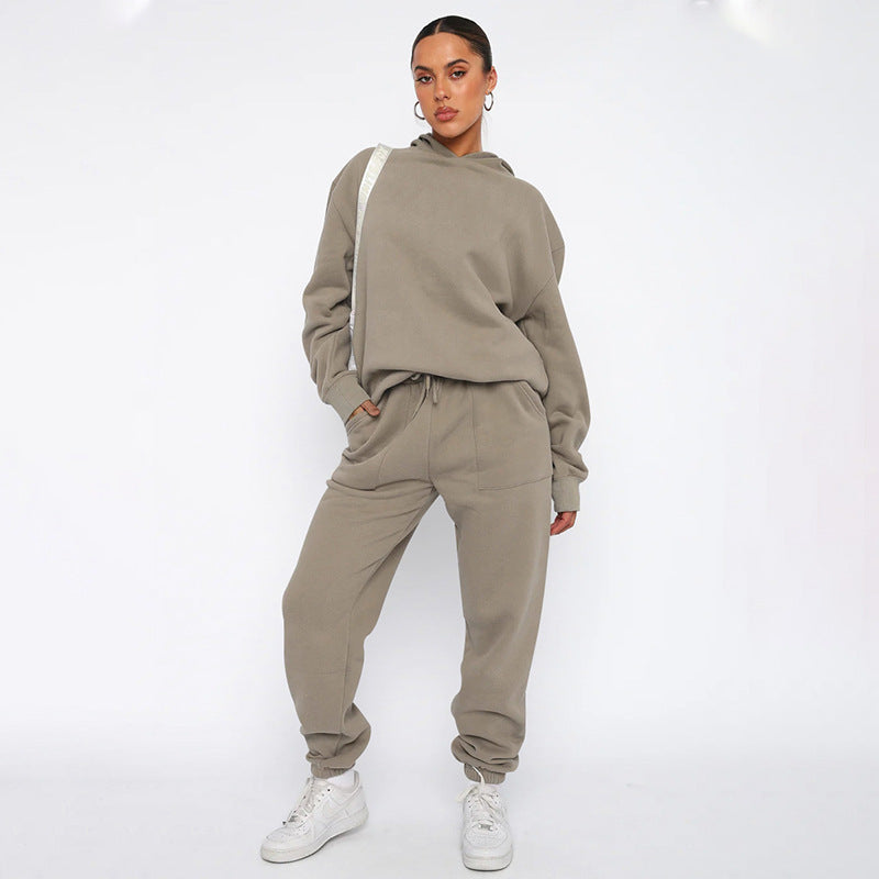 Solid Color Hooded Sweatshirt & Matching Sweatpants Set - Wicked Vixsin