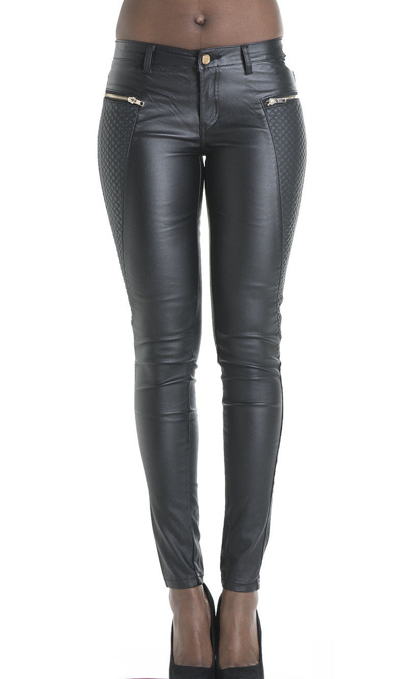 Black Faux Leather Low Waist Skinny Pants - Wicked Vixsin