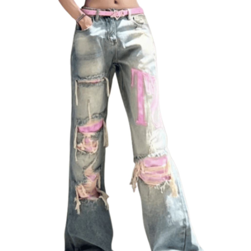 Distressed Washed Bootcut Jeans - Wicked Vixsin