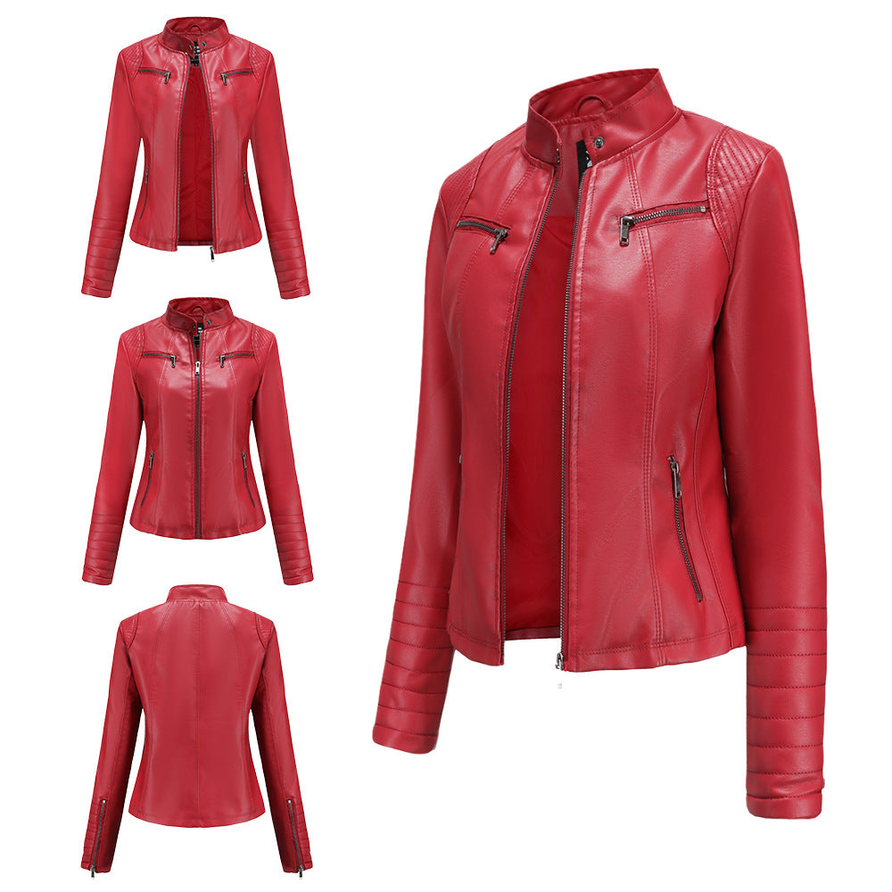 Short Leather Motorcycle Jacket Durable Biker Outerwear - Wicked Vixsin