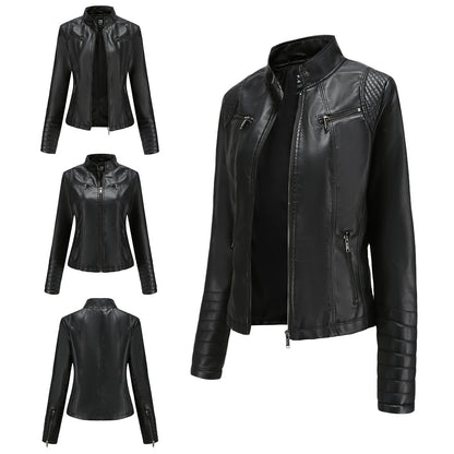 Short Leather Motorcycle Jacket Durable Biker Outerwear - Wicked Vixsin