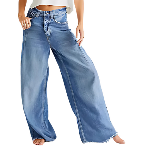 High Waist Wide Leg Denim Jeans - Wicked Vixsin