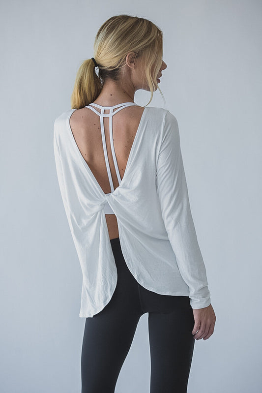 Backless Long Sleeve Yoga Blouse - Workout Top - Wicked Vixsin