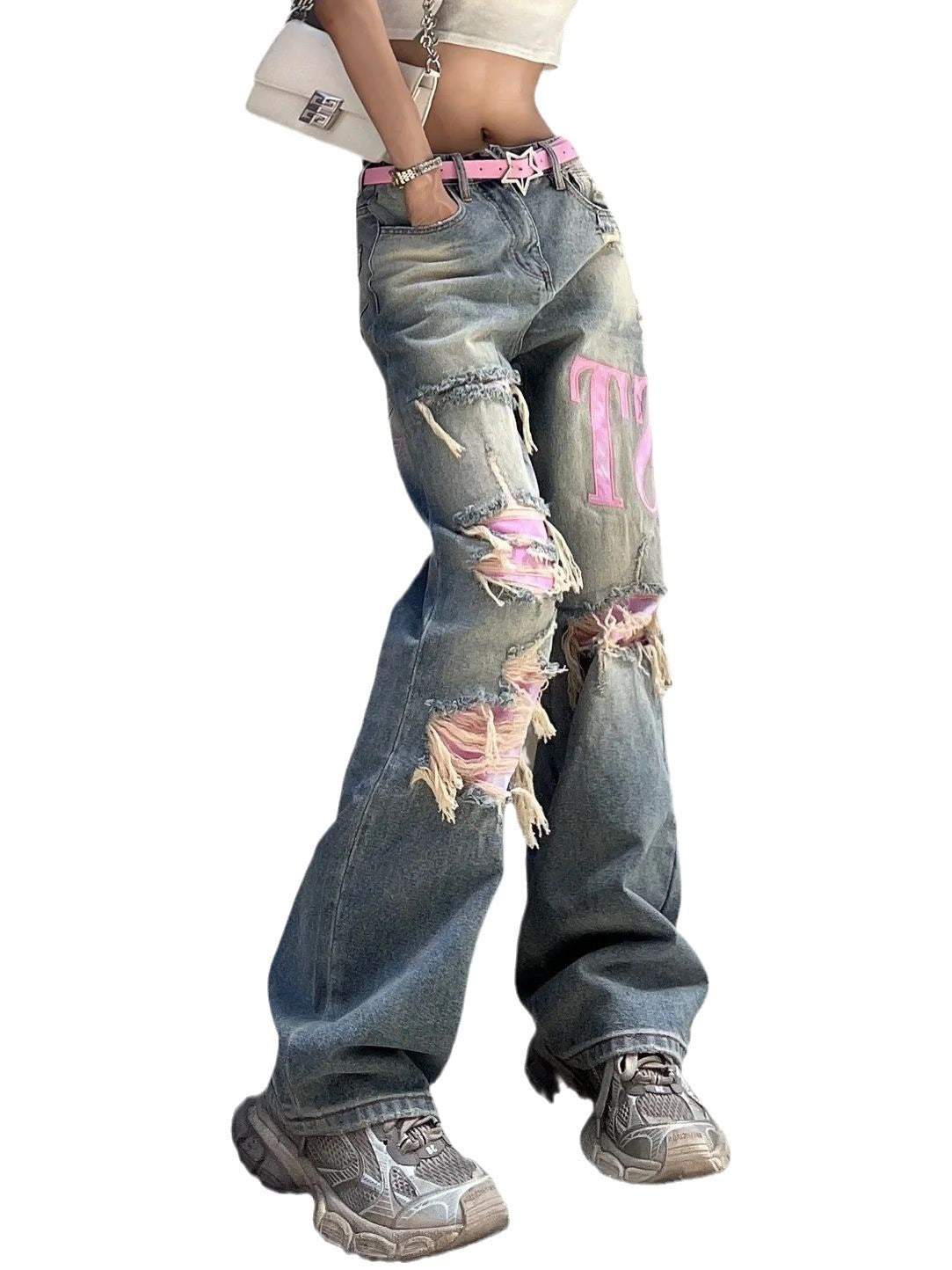 Distressed Washed Bootcut Jeans - Wicked Vixsin