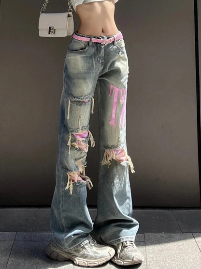 Distressed Washed Bootcut Jeans - Wicked Vixsin