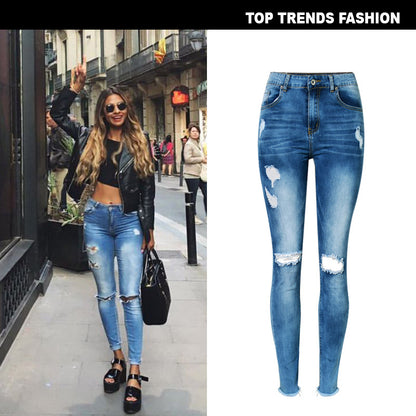 High Waist Ripped Denim Ankle Jeans with Tassel Detailing - Wicked Vixsin