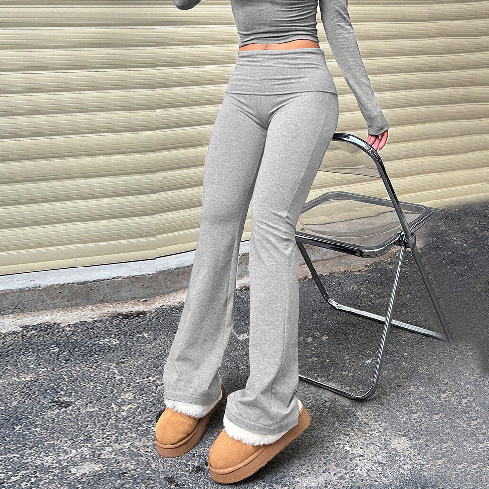 Wide Waist Bootcut Pants - Slim Knit Design - Wicked Vixsin