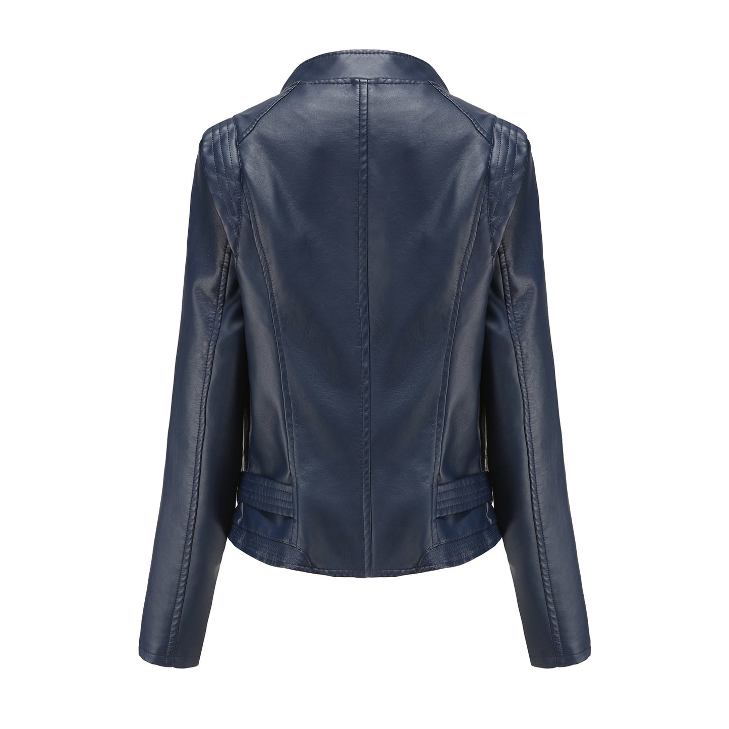 Faux Leather Slim-Fit Collared Short Jacket - Wicked Vixsin