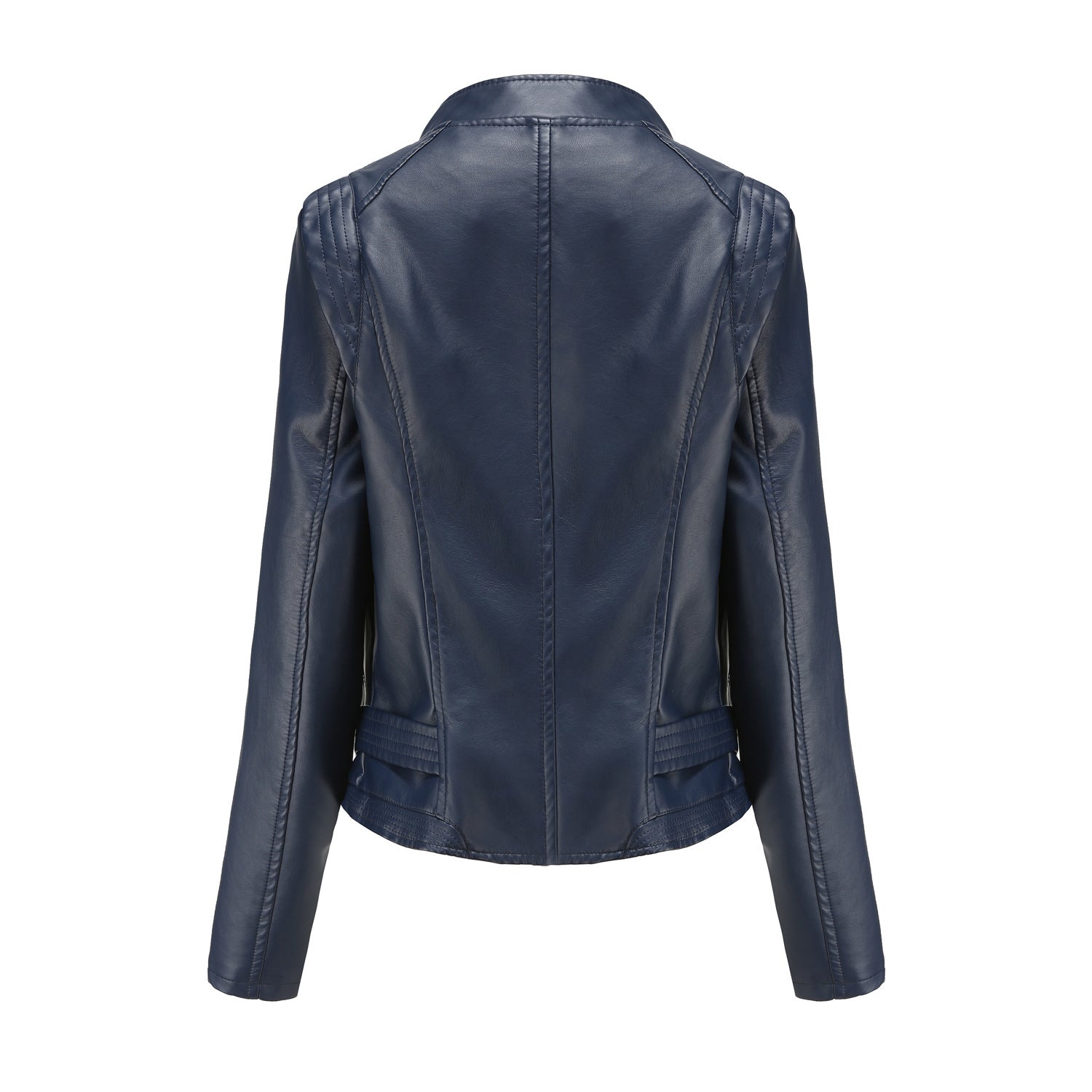 Faux Leather Slim-Fit Collared Short Jacket - Wicked Vixsin