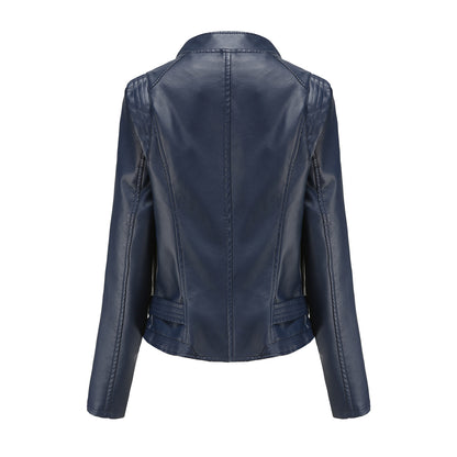 Faux Leather Slim-Fit Collared Short Jacket - Wicked Vixsin