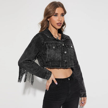 Denim Tassel Stitching Cowboy Jacket - Wicked Vixsin