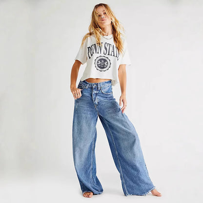 High Waist Wide Leg Denim Jeans - Wicked Vixsin