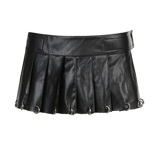 Leather Mini Skirt - Ring Buckle