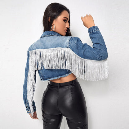 Denim Tassel Stitching Cowboy Jacket - Wicked Vixsin