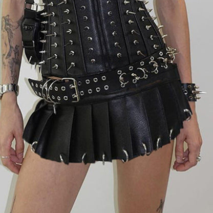 Leather Mini Skirt - Ring Buckle