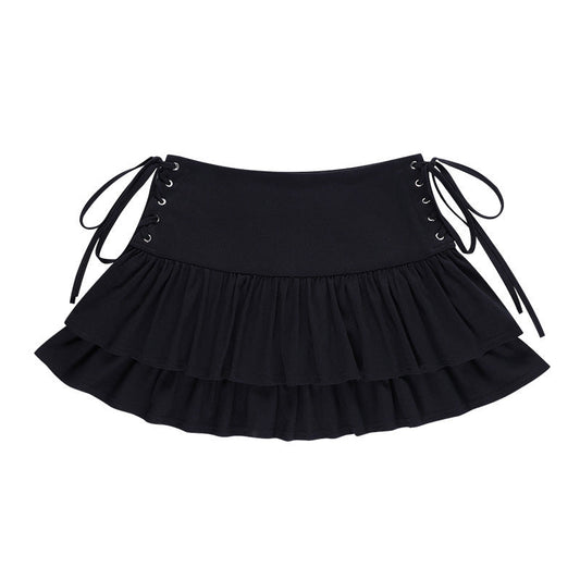 Double Layer Lace-Up Skirt