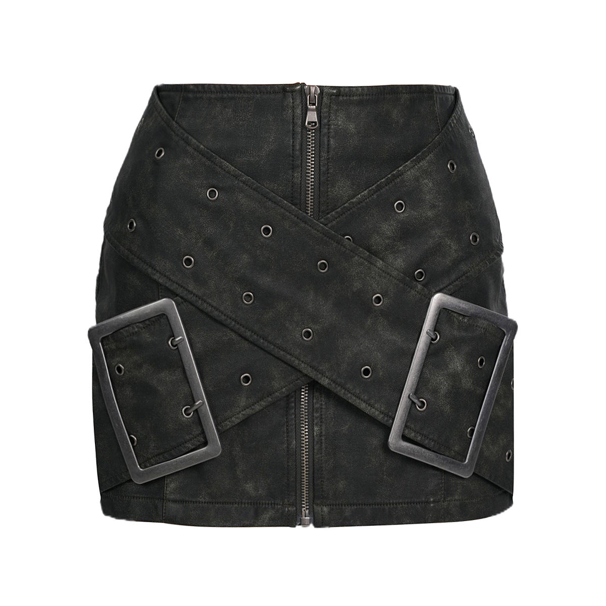 Vintage Washed Faux Leather Skirt - Wicked Vixsin