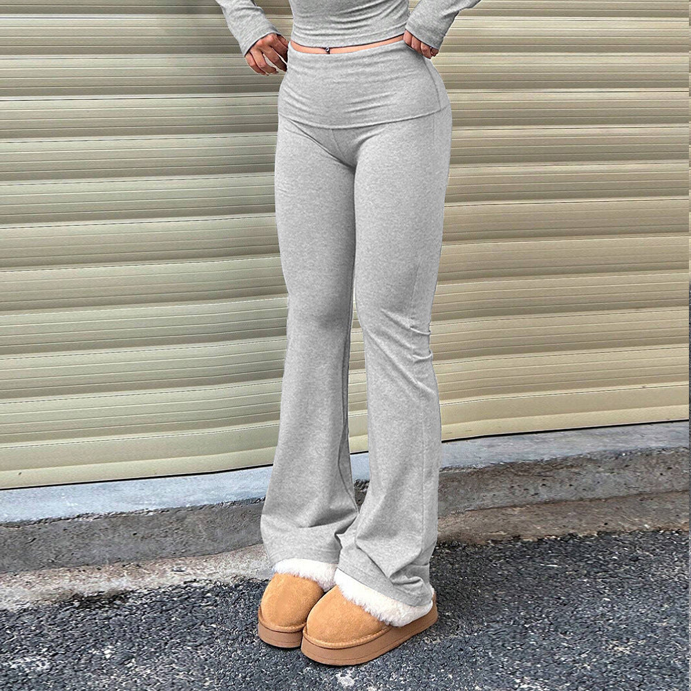 Wide Waist Bootcut Pants - Slim Knit Design - Wicked Vixsin