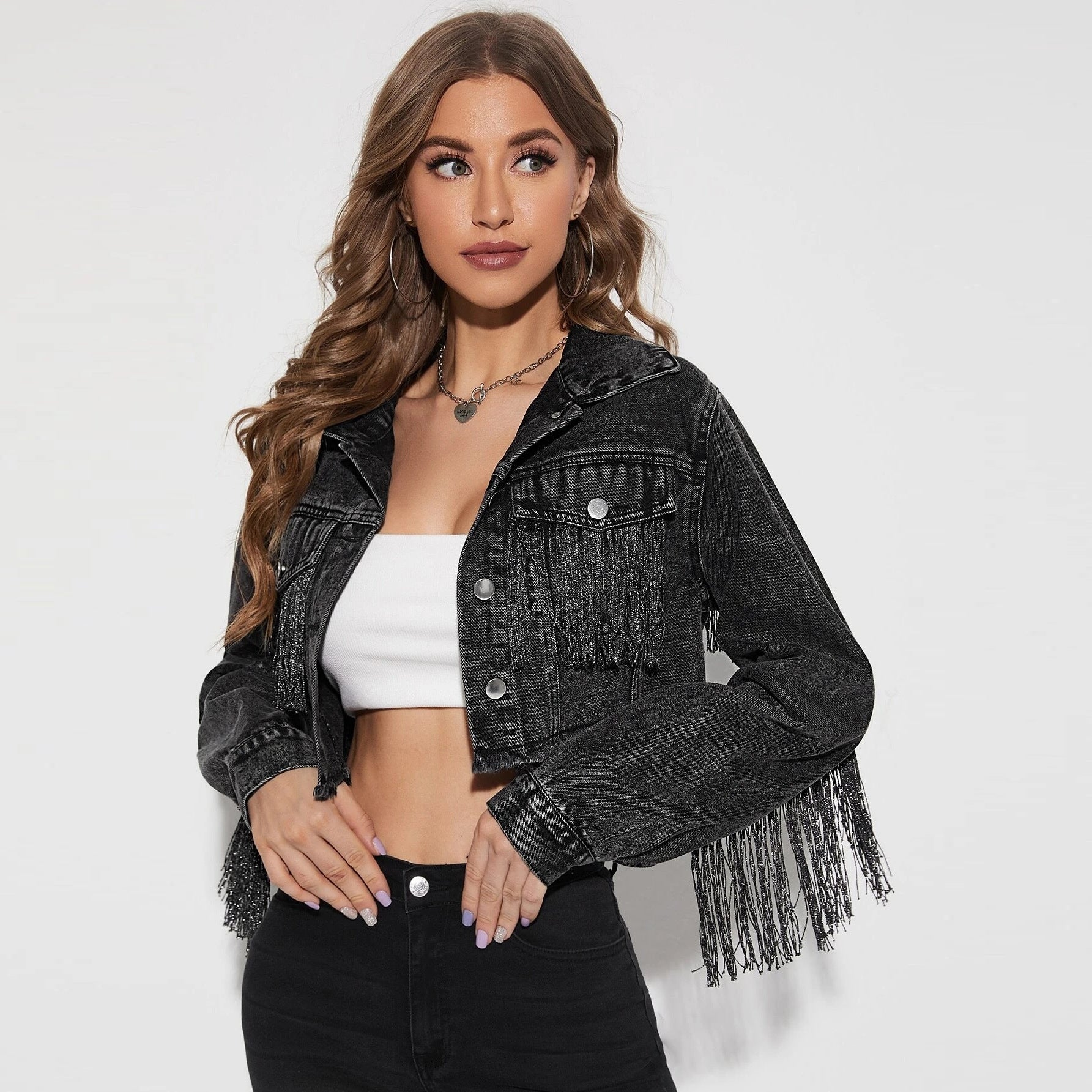 Denim Tassel Stitching Cowboy Jacket - Wicked Vixsin