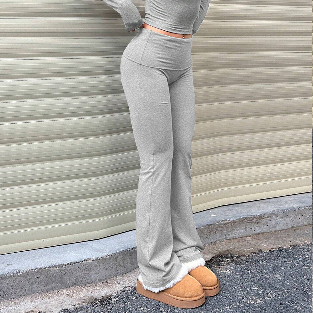 Wide Waist Bootcut Pants - Slim Knit Design - Wicked Vixsin