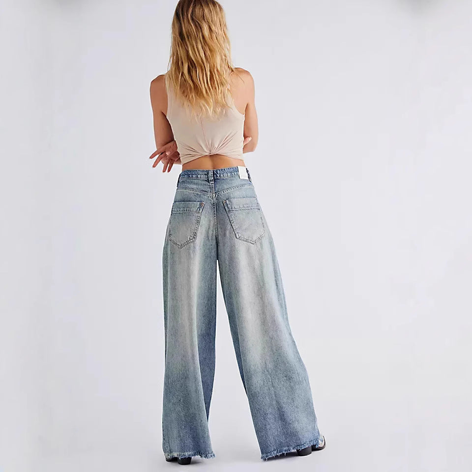 High Waist Wide Leg Denim Jeans - Wicked Vixsin