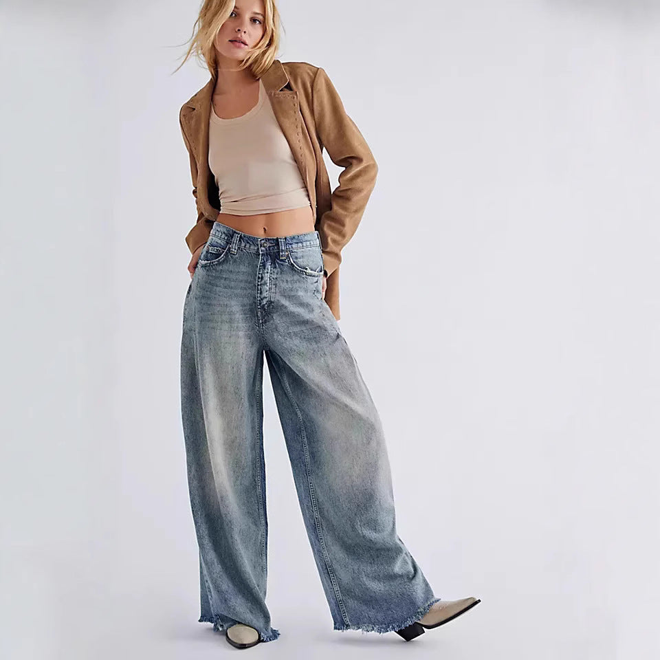 High Waist Wide Leg Denim Jeans - Wicked Vixsin