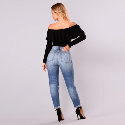 Distressed Ankle Length Skinny Jeans - Wicked Vixsin