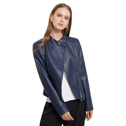 Faux Leather Slim-Fit Collared Short Jacket - Wicked Vixsin