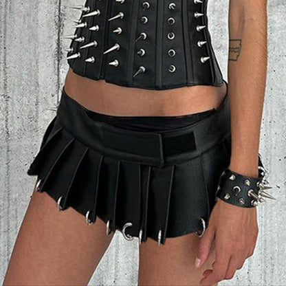 Leather Mini Skirt - Ring Buckle