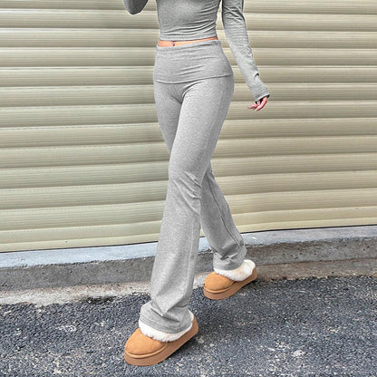 Wide Waist Bootcut Pants - Slim Knit Design - Wicked Vixsin