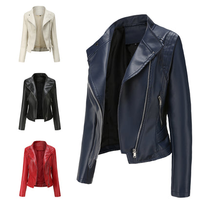 Faux Leather Slim-Fit Collared Short Jacket - Wicked Vixsin