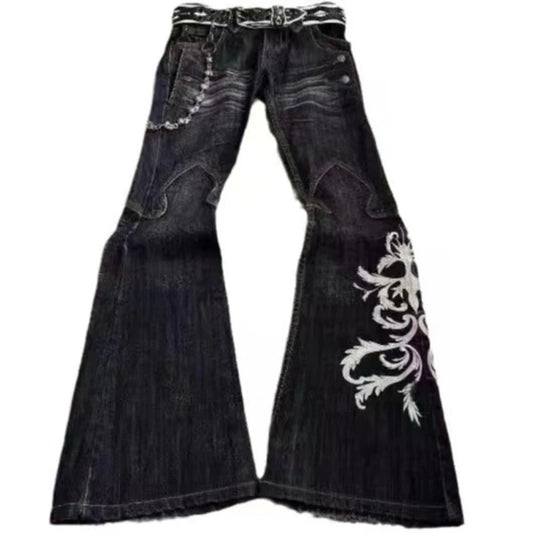 High Waist Loose Embroidered Jeans - Wicked Vixsin