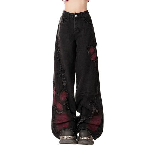 Butterfly Baggy Jeans - Wicked Vixsin