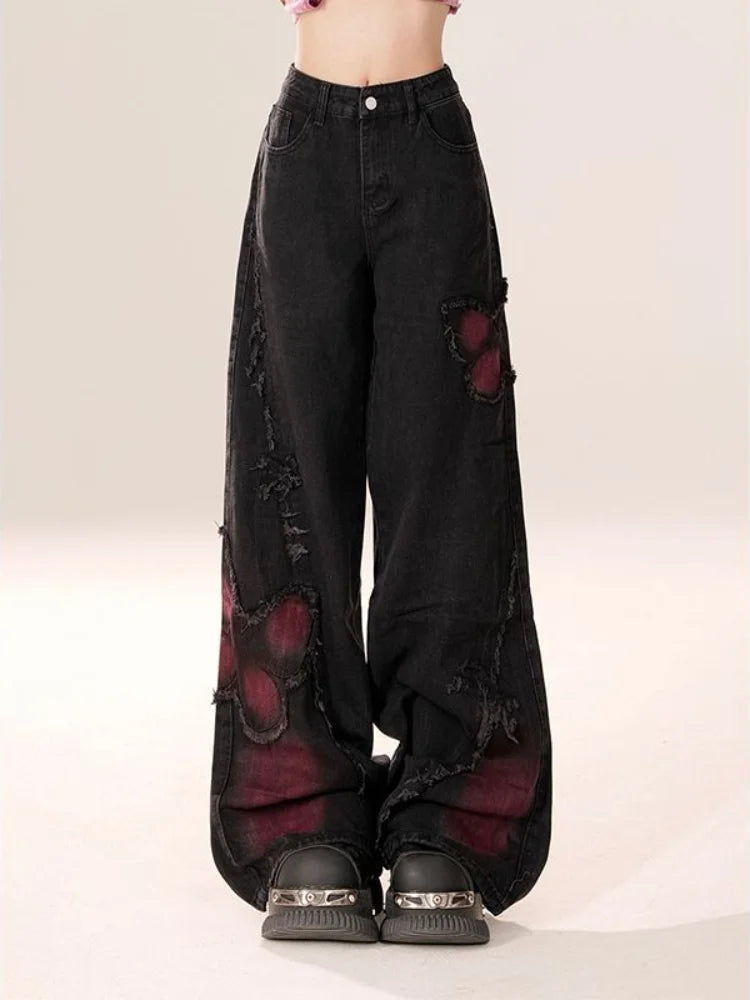 Butterfly Baggy Jeans - Wicked Vixsin