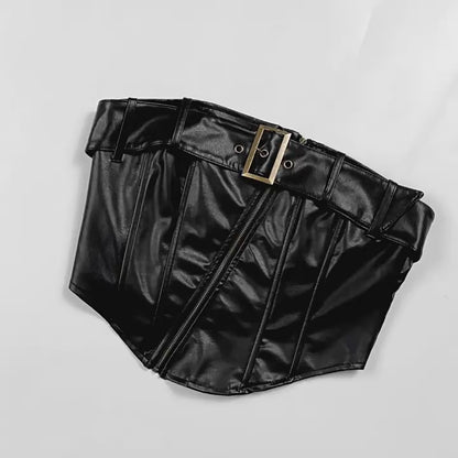 Leather Mini Skirt - Ring Buckle